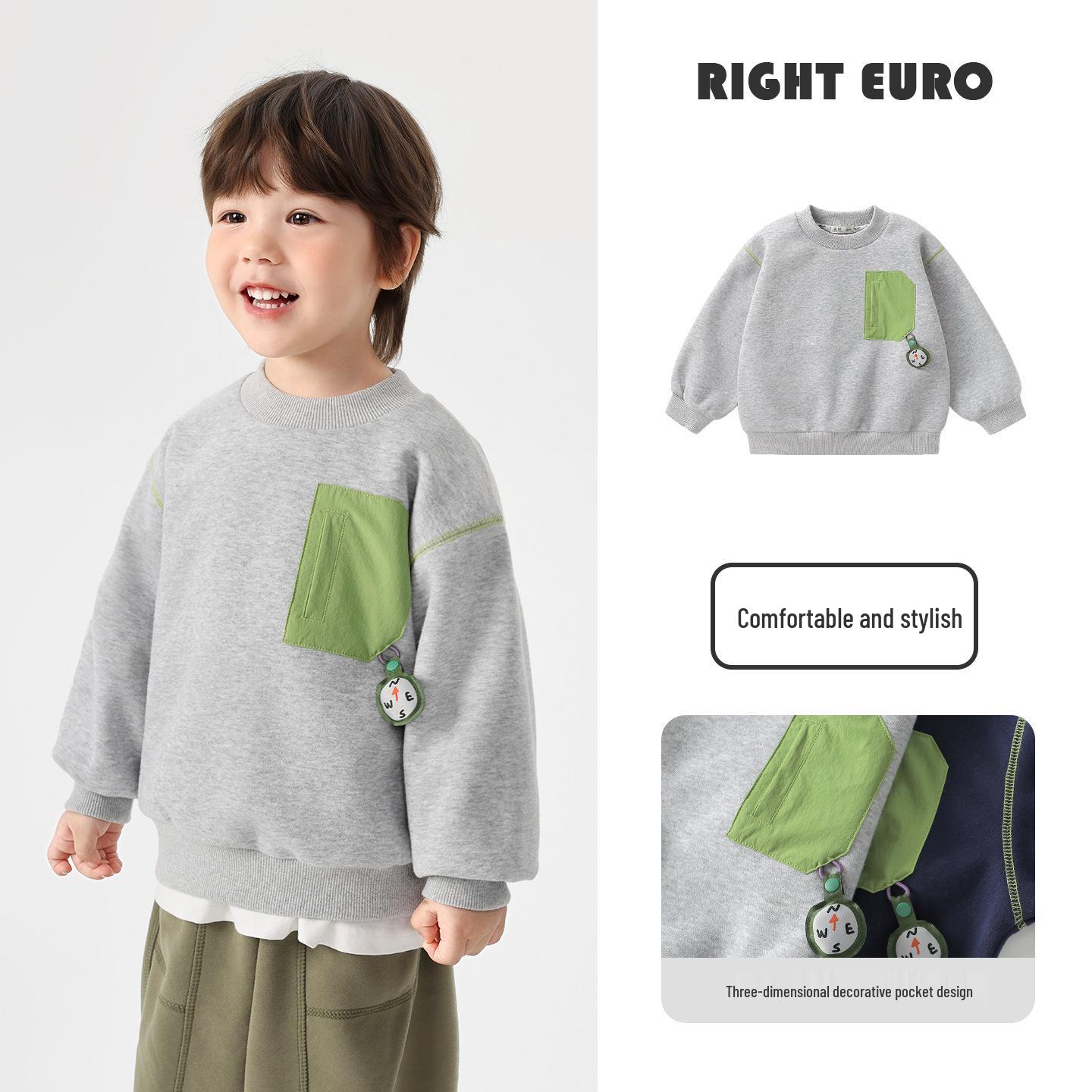 European Boys  Spring/Autumn Hoodie 2026 - New Trendy Casual Toddler Top 120 cm