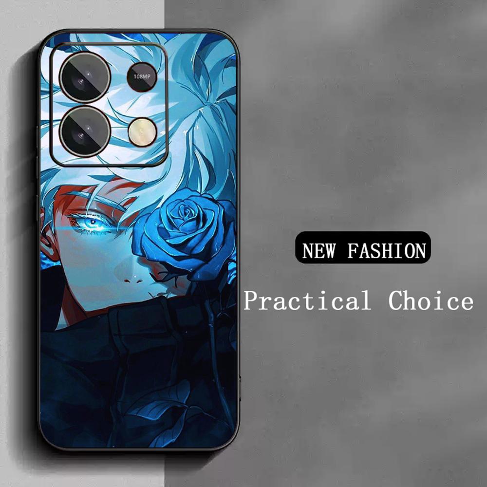 Satoru Gojo Hot Anime Man Poster Phone Case For Redmi Note 14 13 12 11 Pro Plus S 5G 14C A3 Soft Black Phone Cover