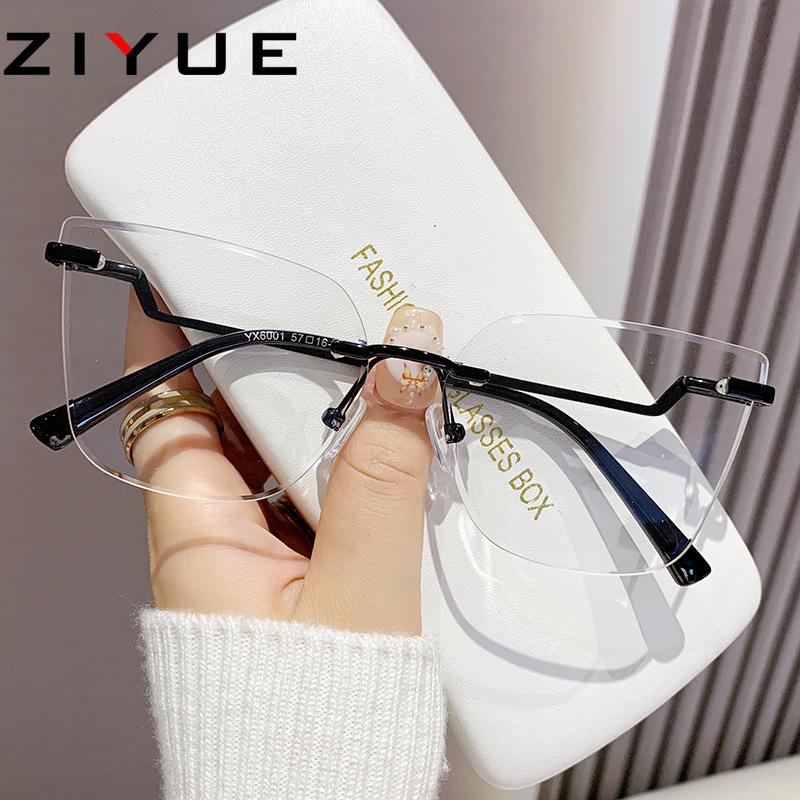 High-End Gold Rimless Glasses for Women: No Makeup Look, Creative Decoration, Internet Style