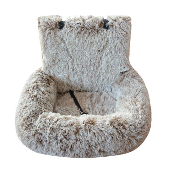 Dog Bed In Car Fluffy Pet Seat with Safety Straps Non-Slip Car Travel Dog Bed Pets Washable Cushion for Home Road Trip Small Large Dogs