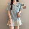Plus Size Women's Summer Fashion Fashion Sweet Colorful Button Short-sleeved T-shirt Women