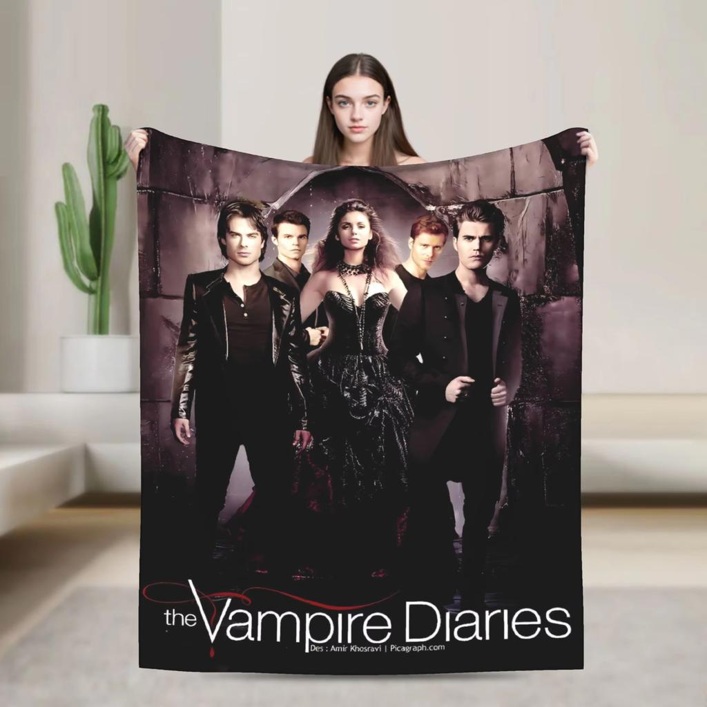 The flannel blanket from the TV series "The Vampire Diaries" is suitable for sofas living rooms offices bedrooms and travel