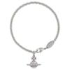 Vivienne Westwood Cubic Zircon 3D Effect Saturn Pendant Design Bracelet Unisex Silver/Milk Pink jordana-bracelet