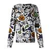 Women's Casual Long Sleeve Button Down Halloween Print Top for Costume Wear