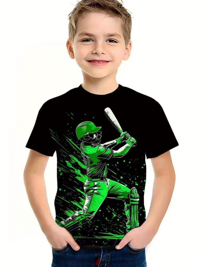 T-shirt pour Enfants Mode Impression 3D Été Manches Courtes Personnalisé Hip-Hop Confortable Col Rond Haut de Sport
