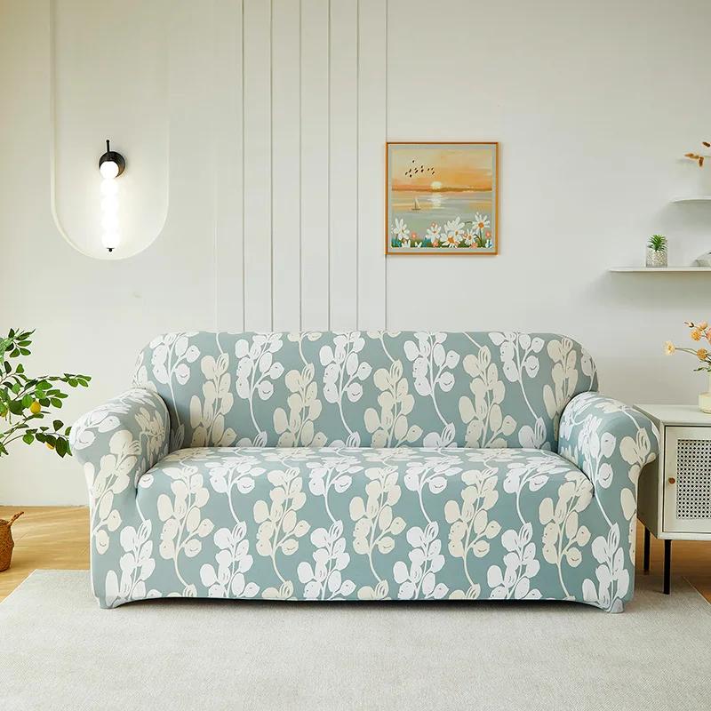Armchair Corner Sofa Cover Leaves Stretch Sofa Cover Couch Cover Slipcovers Chaselong Protector for Pets and Kids Fully Wrap
