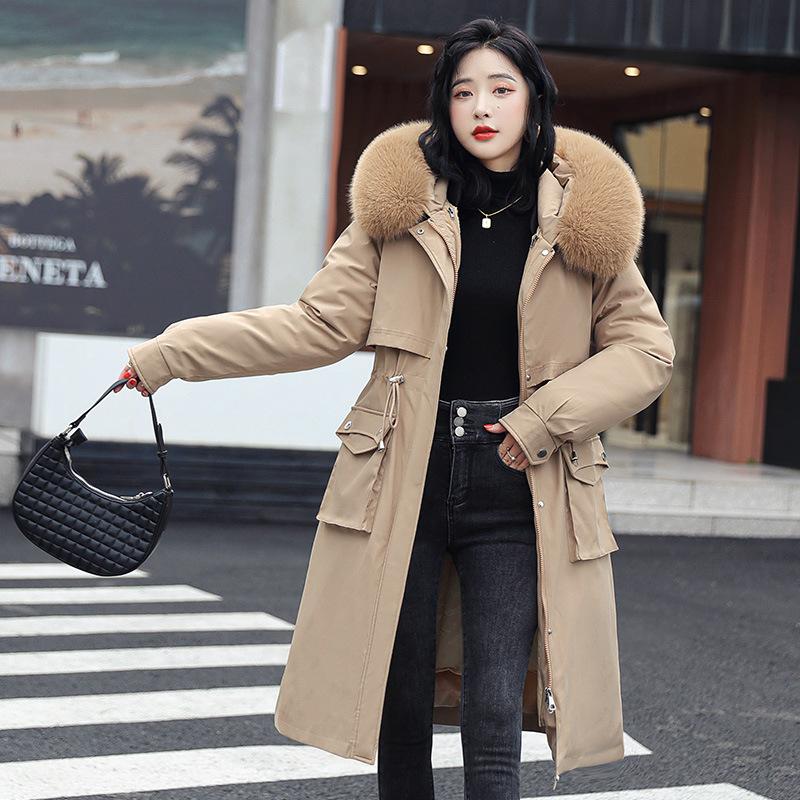 

New Winter Women s Parka Long Removable Wool Collar One and Three-wear Cotton Coat Versatile and Slim Korean Style XXXL