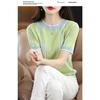 Summer Women's Striped Knit Top | Crew Neck Short Sleeve Slim Casual T-Shirt