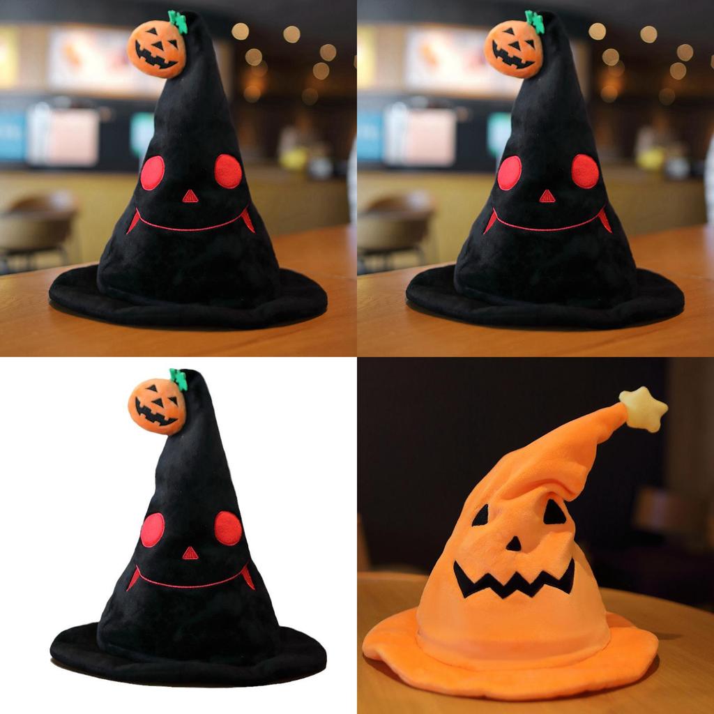 Halloween Electric Pumpkin Elf Hat Ghost Festival Party Costume Plush Toy Yellow 30*30*40cm Black 30*30*40cm