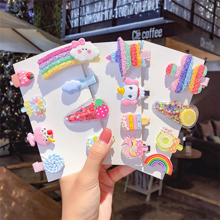 2022 Cute Design Hair Accessories Cartoon Hair Clip Hair Clip Set Kids Rainbow Hairclips for Kid Girls