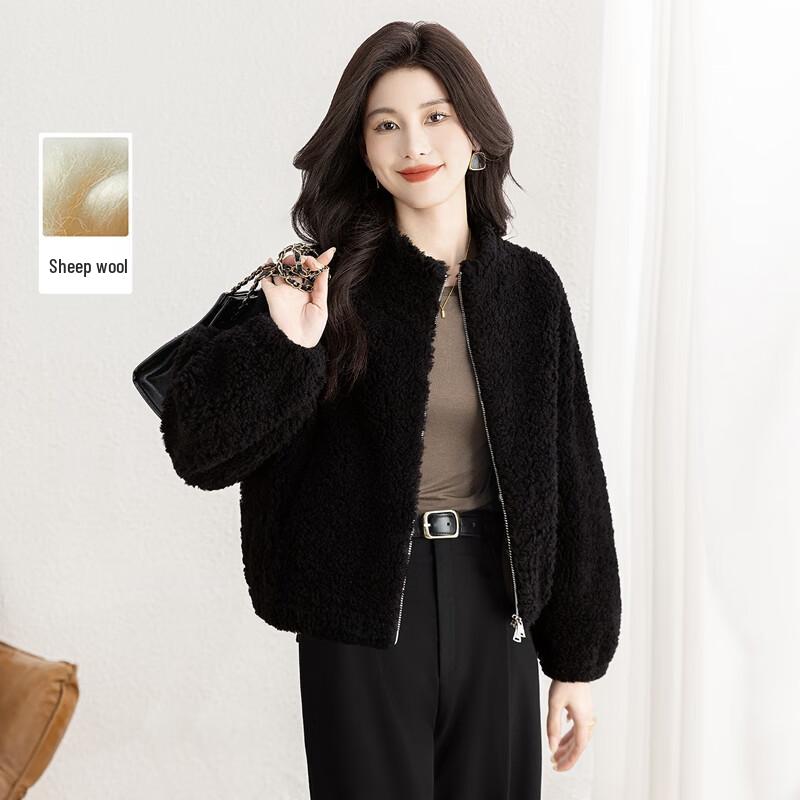 Women s Lamb Wool Blend Granular Fleece Coat L