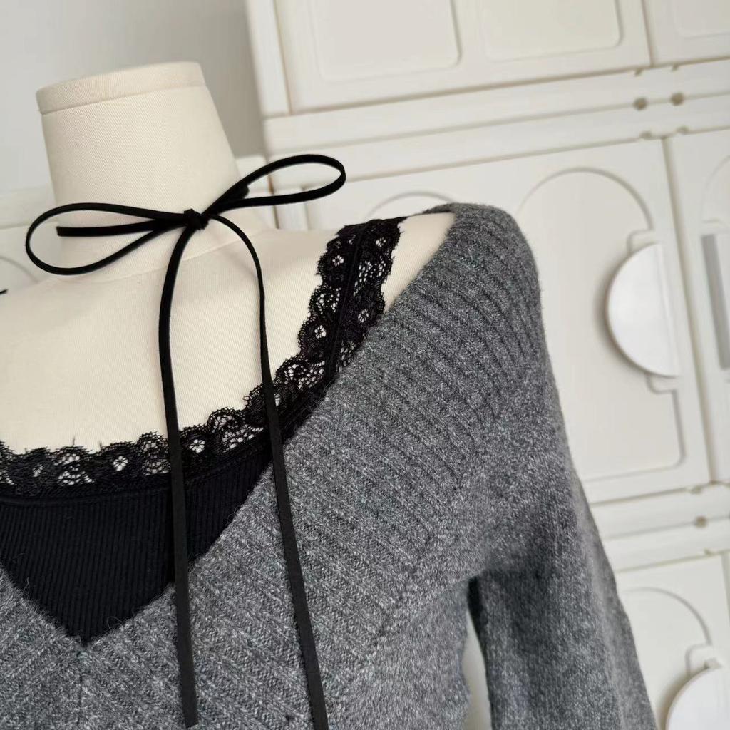 Französisch Retro Elegant Y2k 3-teilige Sets Damen Vintage Einfarbig Langarmpullover + Spitze Lässige Weste + Karierter Schicker Rock Herbst 2024