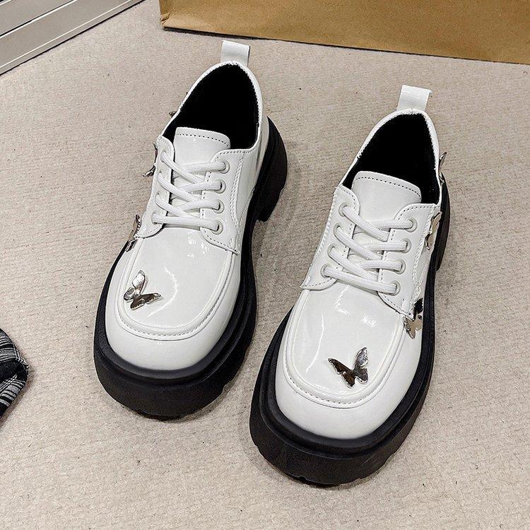White Thick-soled Shoes Female Fashionable and Comfortable Spring and Summer Heightening British Style Mary Jane Loafers Single Shoes