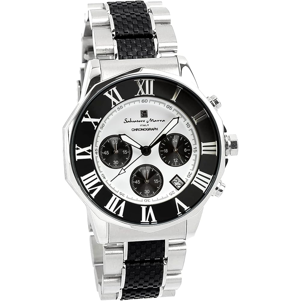 Salvatore Mara Men s Chronograph Watch 10 ATM Water Resistant Business Formal Limited Edition White Black