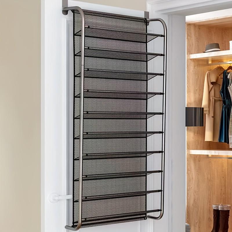 1pc Over-the-Door Shoe Organizer, Multi-Layer Hanging Shoe Rack, Space-Saving Metal Shoe Storage Bag for Home, Dorm, and Hallway