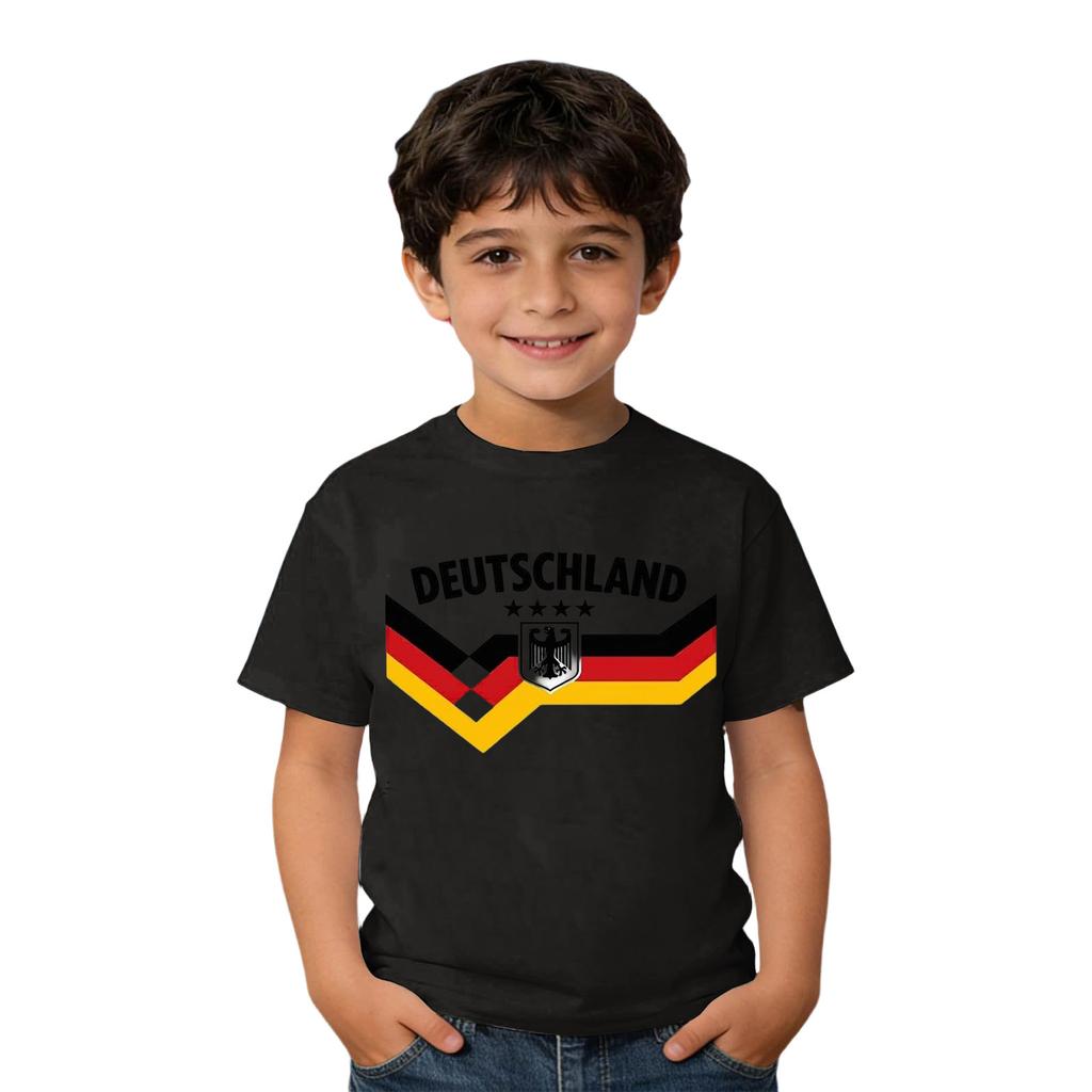 Camiseta Casual de Cuello Redondo para Niños con Estampado de Deutschland Manga Corta para Niños y Niñas Ajuste Suave y Cómodo