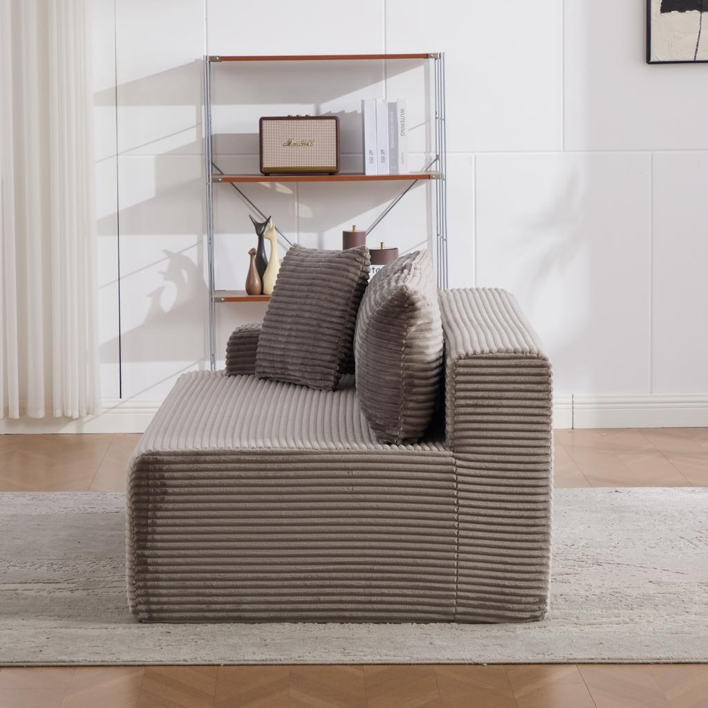Modular compression sofa made of chenille fabric, filled with 30D high-elasticity foam. Easy to move with non-slip base, ideal for living room.Gray