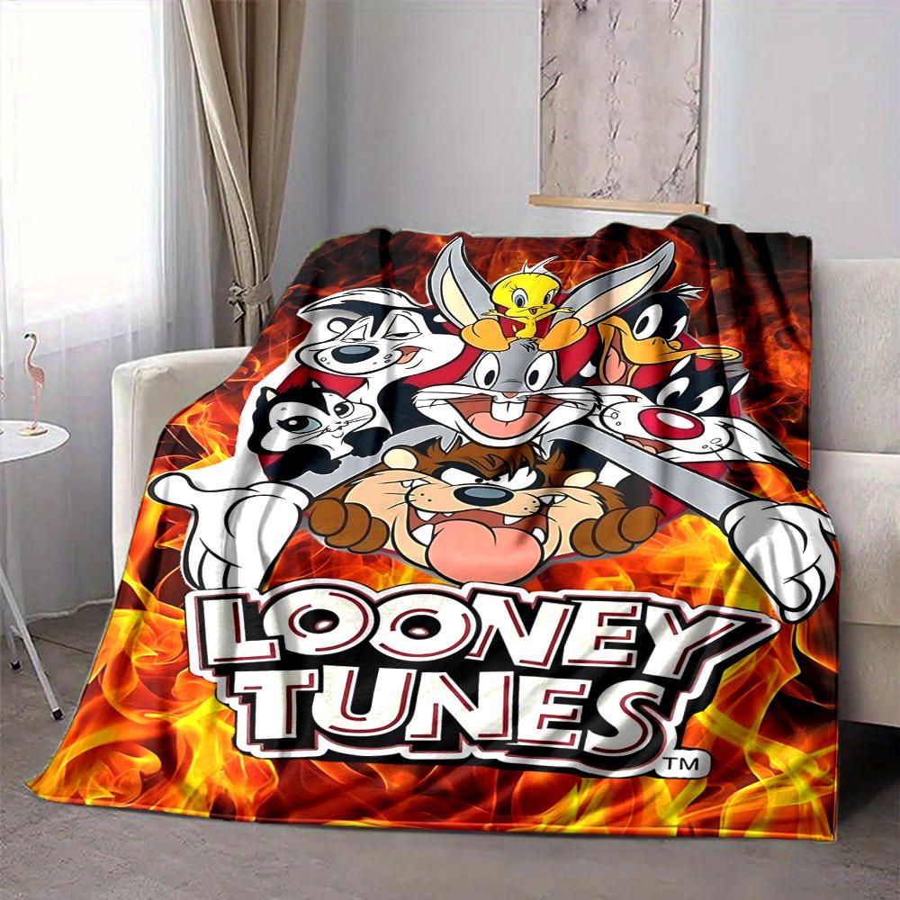 1pc Looney Tunes Characters Flannel Throw Blanket - Lightweight Soft Warm All-Season Blanket for Sofa, Bed, Travel, Camping  L1029175
