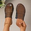 Women Sandals Round Headed Fish Mesh Hollow Ballet Shoes for Summer New Fashionable Flat Bottomed Slides Women Slippers