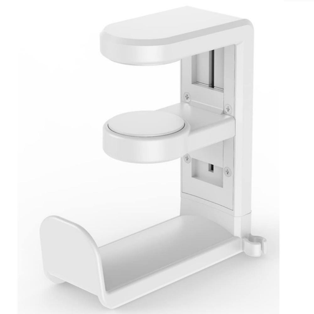 Suport pivotant pentru căști - Suport pentru căști de gaming, Suport reglabil pentru căști cu clips, cârlig pentru căști sub birou, negru