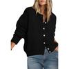 Women S Loose Solid Color Button Knit Cardigan Long Sleeve Sweater Coat