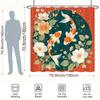 Koi Vis & Bloemen Douchegordijn - Waterverf Ontwerp, Polyester, 12 Haken, 70,8x70,8 Inch, Op de Natuur Geïnspireerd Decor