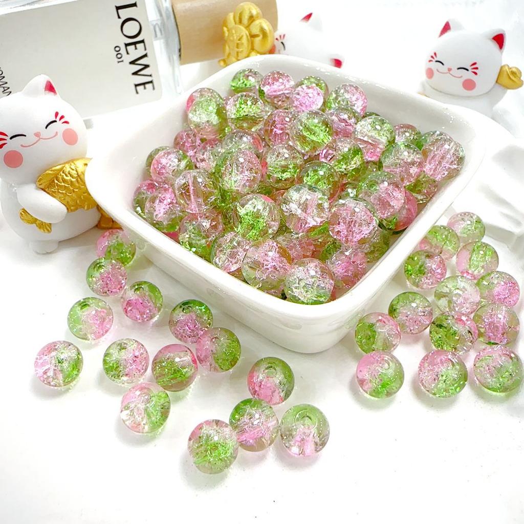 10mm Crackle Glass Round Beads, Loose Spacer Beads DIY Accessories for Bracelet Making 50pcs
