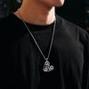 Xiweier Retro Celtic Knot Triangle Necklace with Copper and Zircon Pendant