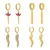 Chili Dangle Earrings Pearl Charms Pendant Earrings Gold Cubic Zirconia Tassels Drop Earrings for Women :VE892