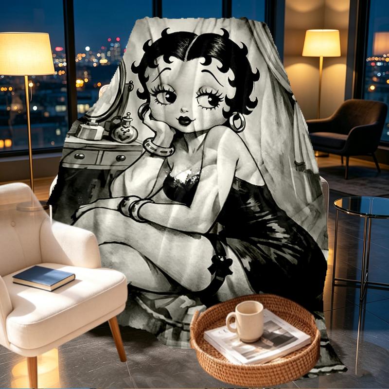 Betty Boop Print Blanket - Soft & Comfortable, for Bedroom, Travel, Sofa, Home Decoration - Birthday Christmas Gift for Friend