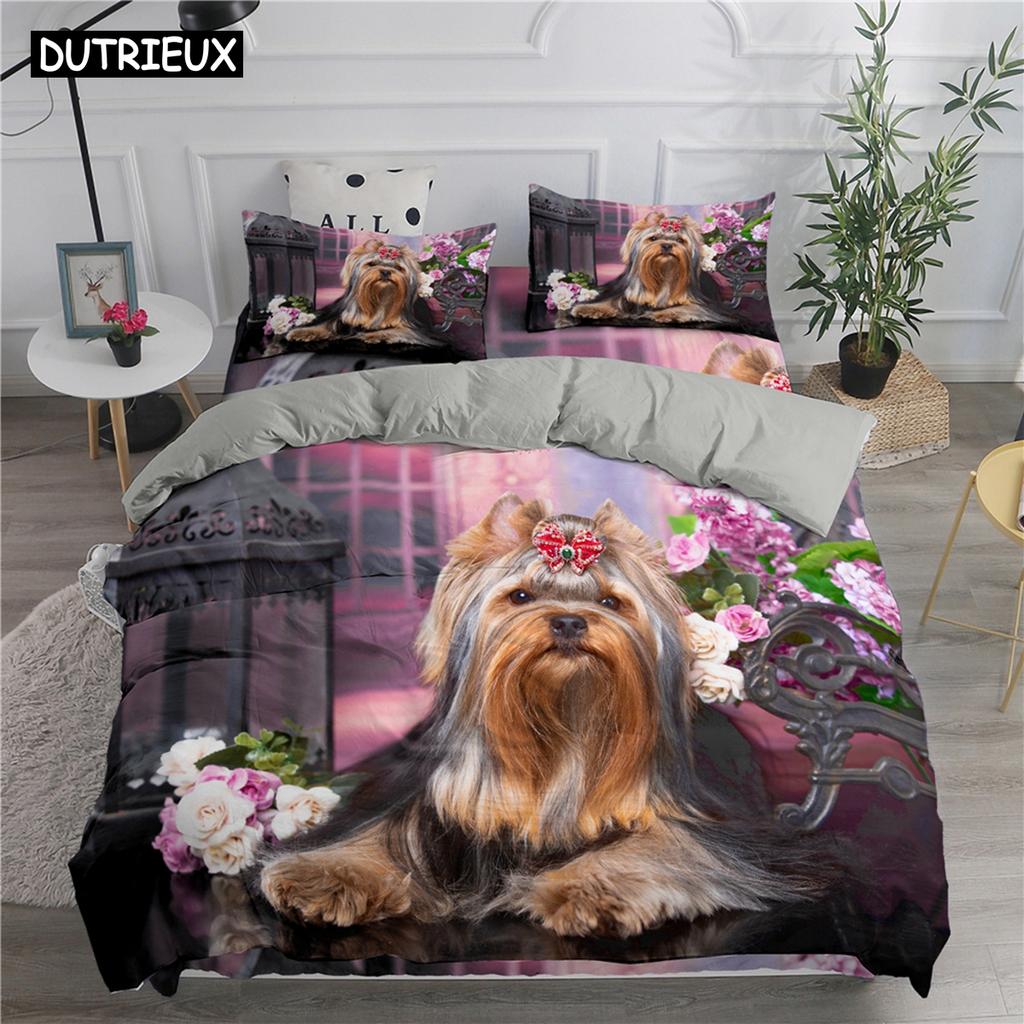 Lovely White Dogs Bedding Set Animal Fashion 3D Print Comforter Luxury Queen King Single Size Duvet Cover Set Home Textile Decor