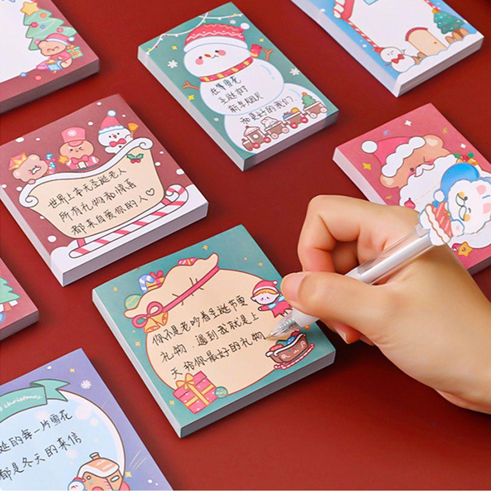 Office Supplies Santa Self-Adhesive Christmas Memo Pads Message Notes Writing Paper Sticky Notes