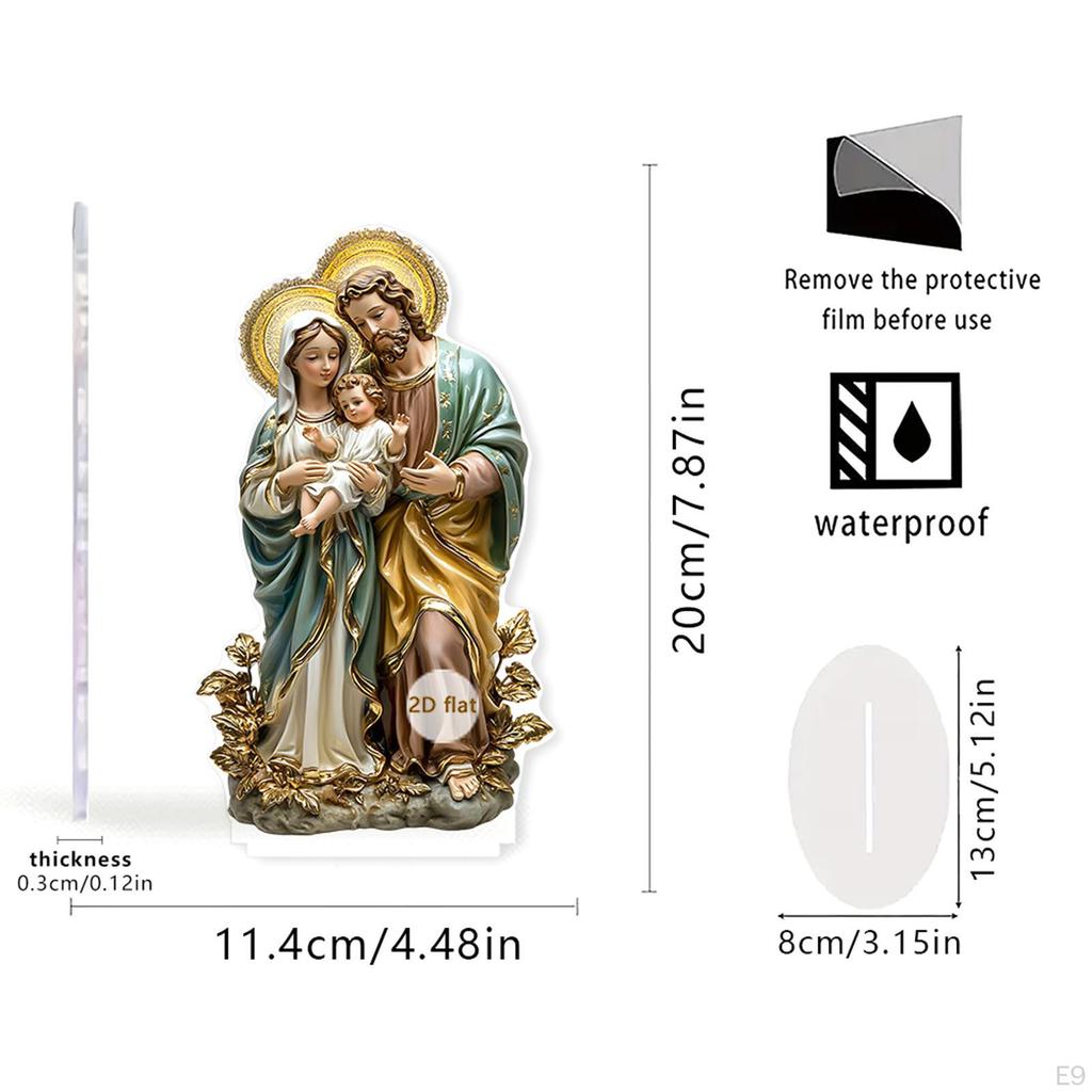 Decoración 2D Sagrada Familia, Arte y Artesanía Acrílica, Coleccionables, Adorno Navideño, Decoración Religiosa para el Hogar