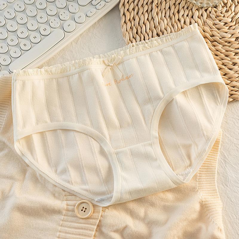 

Жіночі Весняно-Осінні Милі Трусики-Трикутники з Солодким Бантиком з Ніжної Чистої Бавовни з Антибактеріальною Ластовицею 10A M тілесний