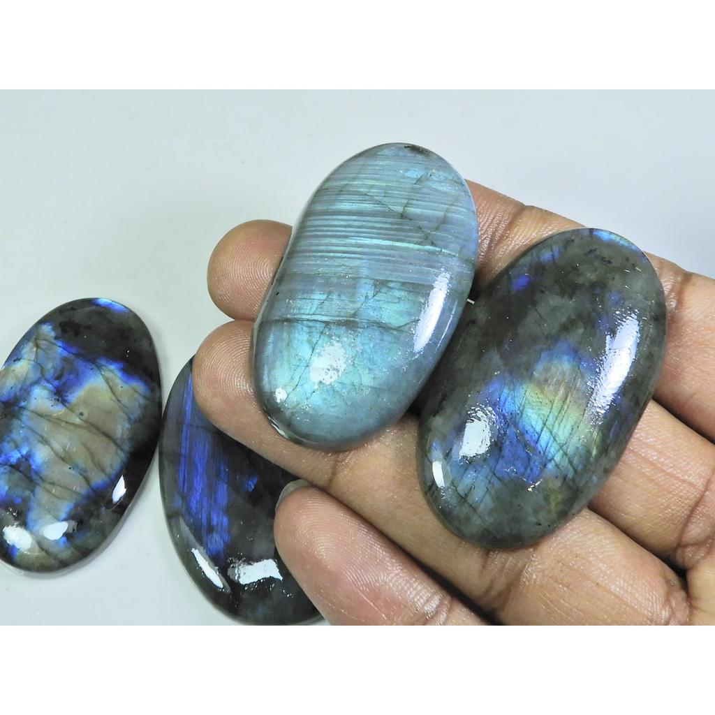28X47-26X49MM Natural Multi Labradorite Oval Cabochon Loose Gemstone 4PcsLot LL-965