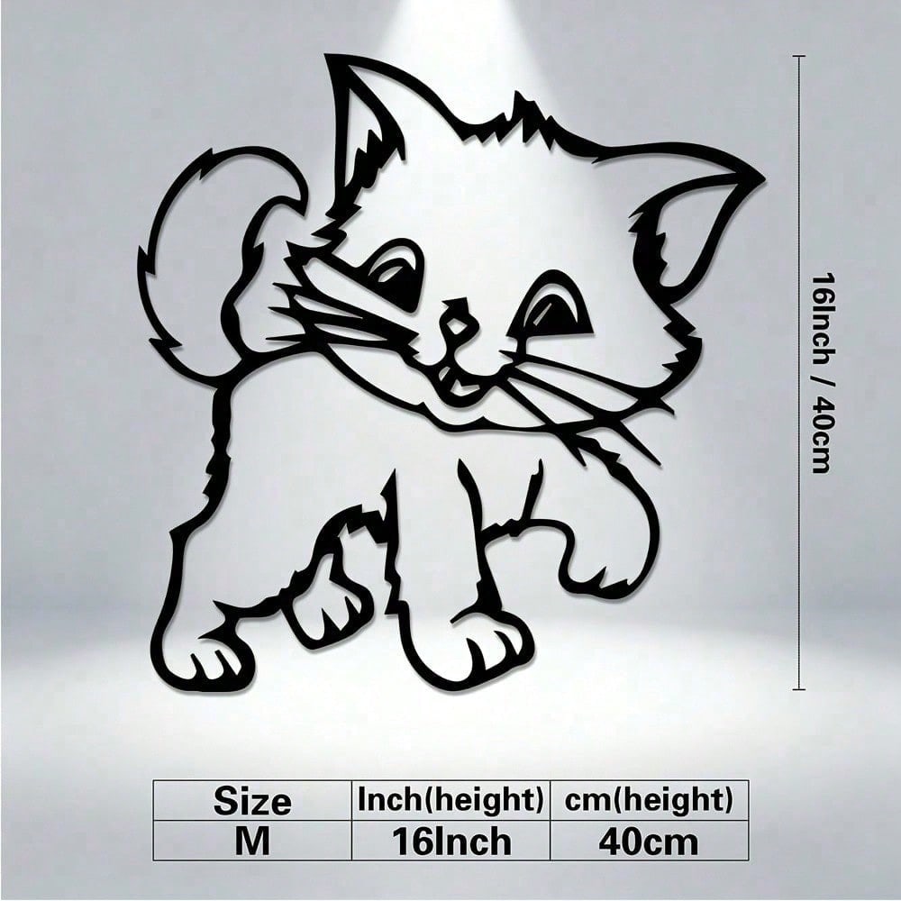 Vintage Metal Wall Art Cat Silhouette Sculpture Home Decor Gift
