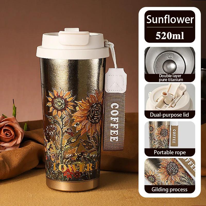 521ml Pure Titanium Coffee Mug Outdoor Corrosion Resistance Thermal Insulated Coffee Mug Car Vacuum Flasks Drinking Utensils