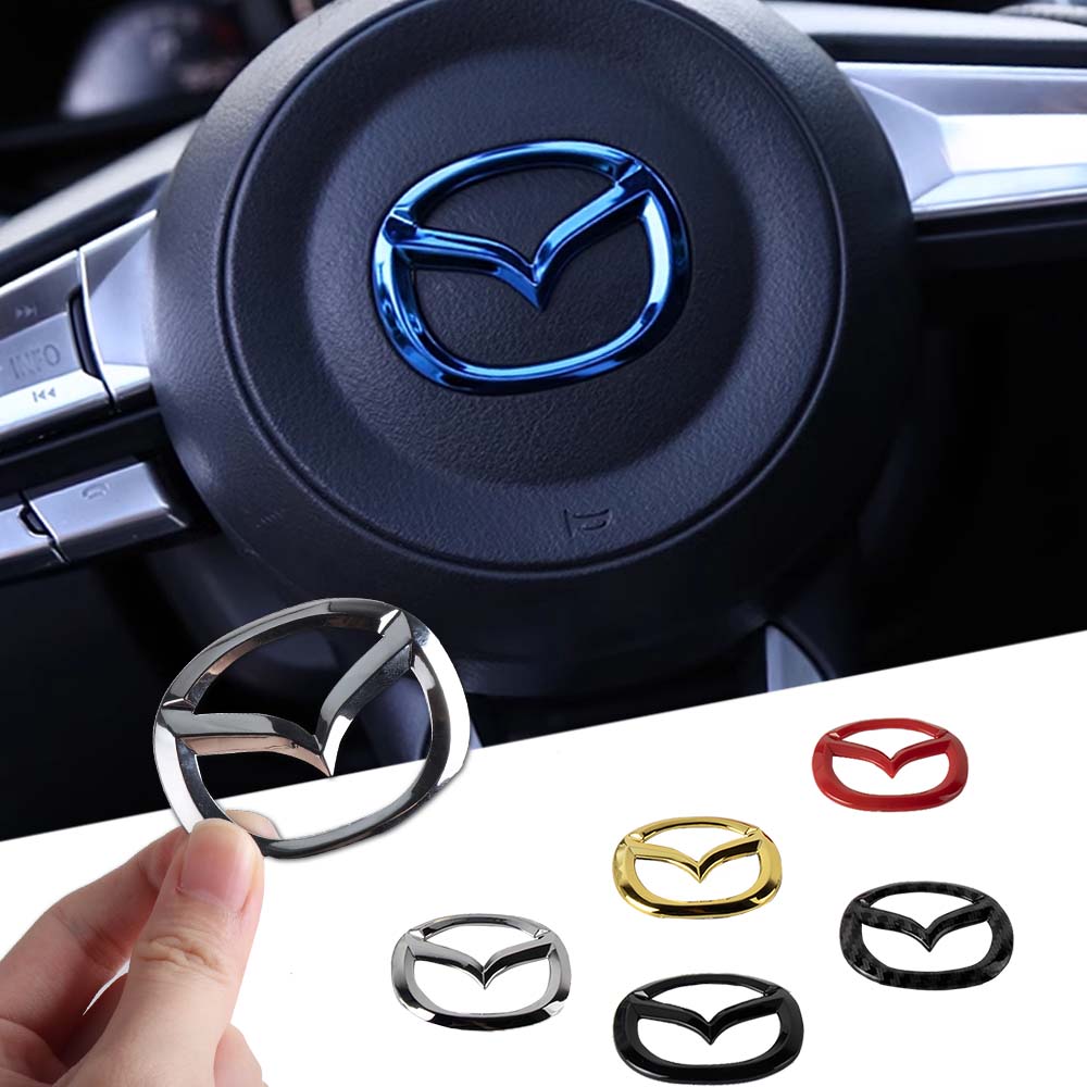 Car Logo Steering Wheel Badge Center Sticker Modified Decal Accessories For Mazda Axela Demio Atenza CX5 CX3 CX7 CX30 CX60 CX9 2