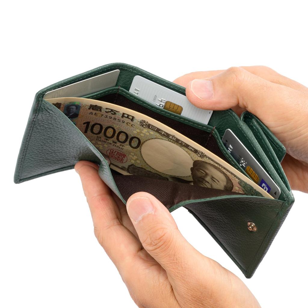 Milagro Shrink Leather Mini Wallet Bill Tri-Fold (Small, Compact, Women's, Card, Coin, Holder, Slim, Thin, Leather, Gift) SL-SH-2823 (Black)