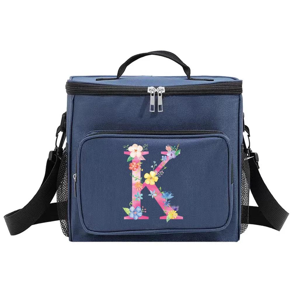 Lunch Box Cooler Organizer Case Thermal Handbag Waterproof Outdoor Travel Shoulder Lunch Bag for Men and Women Pink Pattern