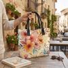  Floral Print Tote Bag Casual Large Capacity Shoulder Handbag for Daily Use