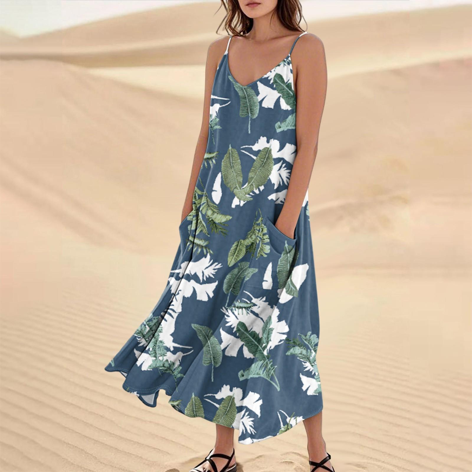 

Женское летнее платье, повседневные свободные длинные пляжные платья для отдыха XXL зелёный