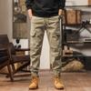 Tooling multi-bag wear-resistant solid color washed trousers four seasons men's simple and versatile leggings retro casual trousers