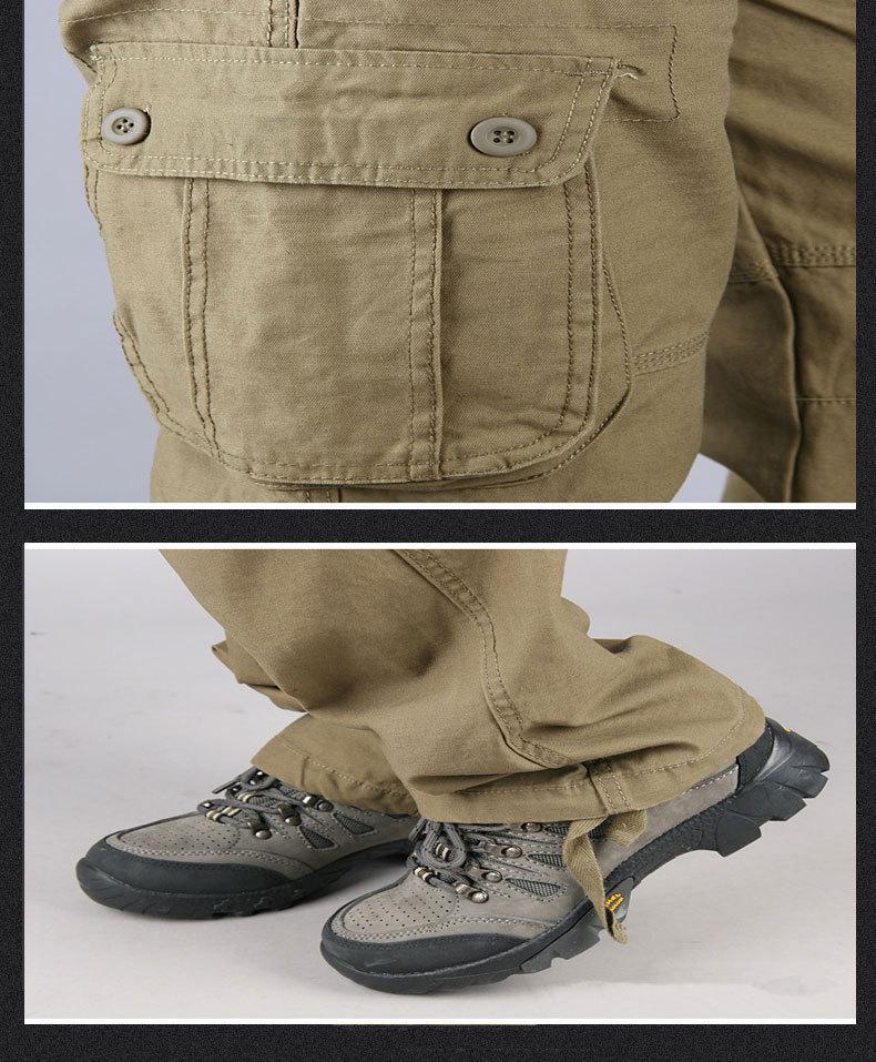 Men's Outdoor Cargo Pants: Loose Fit, Multi-Pocket, Straight-Leg, Large Size.
