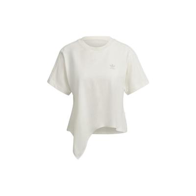 Originals Three Stripes Solid Logo Irregular Hem T-Shirt Women Tops White HD2759