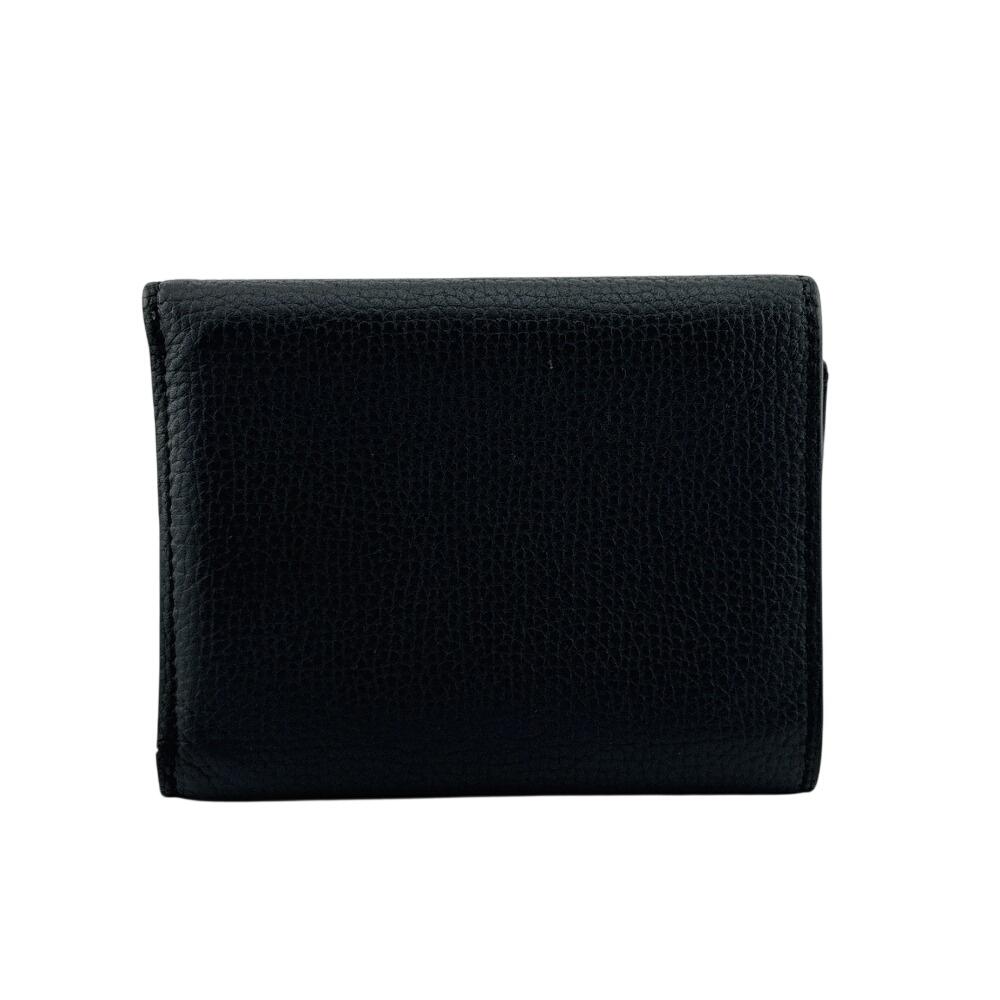 Loewe Cartera compacta anagrama cuero 6 compartimentos para tarjetas Plegable en tres partes cuero negro Usado