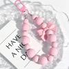 Pink Pearl Bow Keychain Beaded Pendant Anti-Lost Rope Mobile Phone Chain Earphone Bag Car Keychain Backpack Accessory