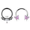 2 Stück 16G Edelstahl Schmetterlingsscharnier Septumring BCR Hufeisen Knorpel Daith Helix Rook Muschel Piercing Schmuck