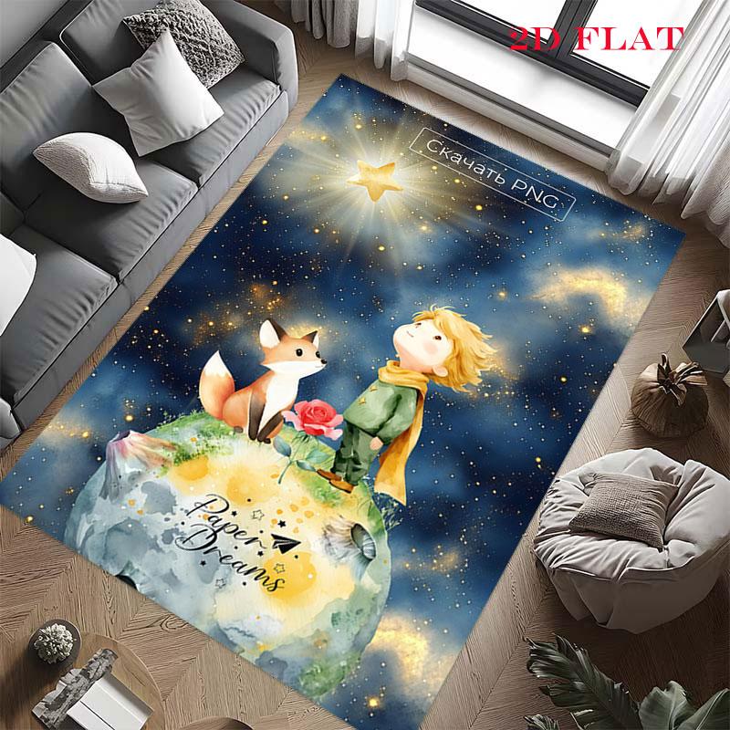 Little Prince Moon Carpet Rug for Living Room Bedroom Home Sofa Decoration,Kids play Nonslip Floor Mat