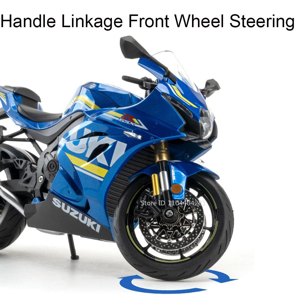 1:9 Suzuki Gsx-1000r Hayabusa Alloy Motorcycle Models Toys Diecast Cars Front Wheel Steering With Light Toy Ornament Boys Gifts